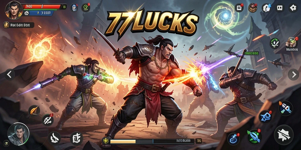 Tampilan aksi dari gameplay yang mendebarkan di 77LUCKS.