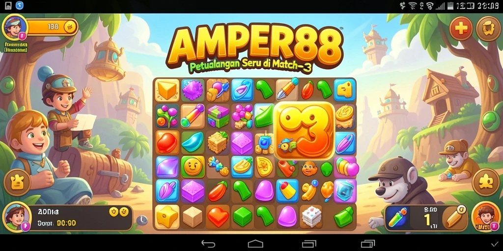 Gameplay <strong>AMPER88</strong> yang penuh warna dan tantangan Match-3.