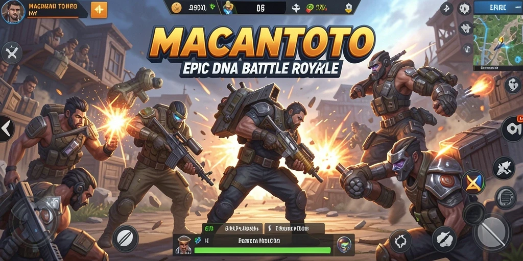Tangkapan layar MACANTOTO menampilkan aksi seru dalam pertempuran Battle Royale.