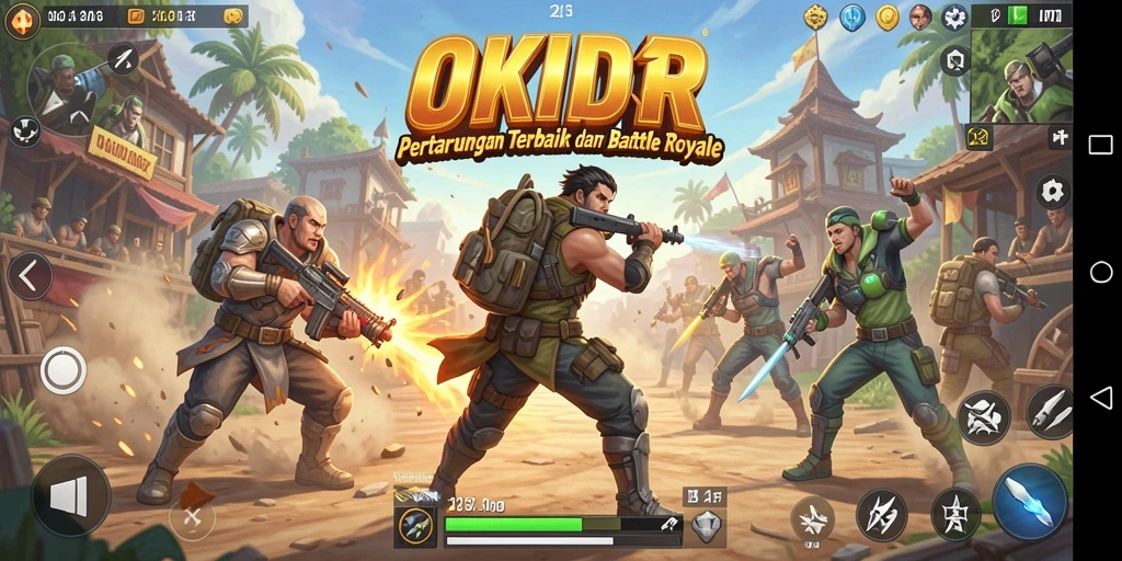 Tangkapan layar utama OKIDR menampilkan suasana intens pertarungan Battle Royale.