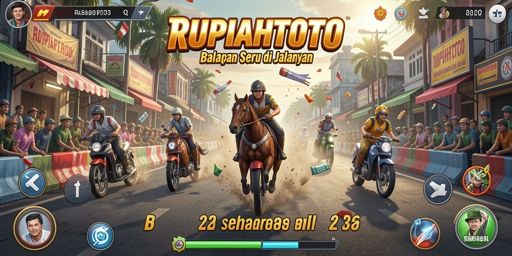 Tampilan gameplay seru dari RUPIAHTOTO dengan mobil balap di trek menantang.